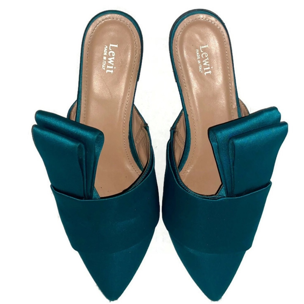 Lewit Filippo Satin Bow Mules  Slip on lats SZ 6.5